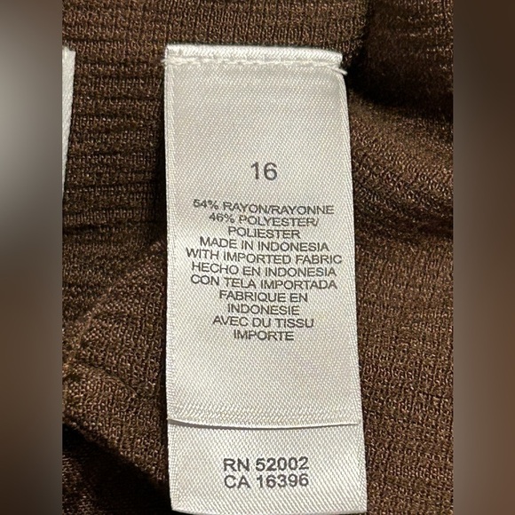 Women’s 16 villager by Liz Claiborne blouse NWT brown collared shirt - Picture 8 of 12